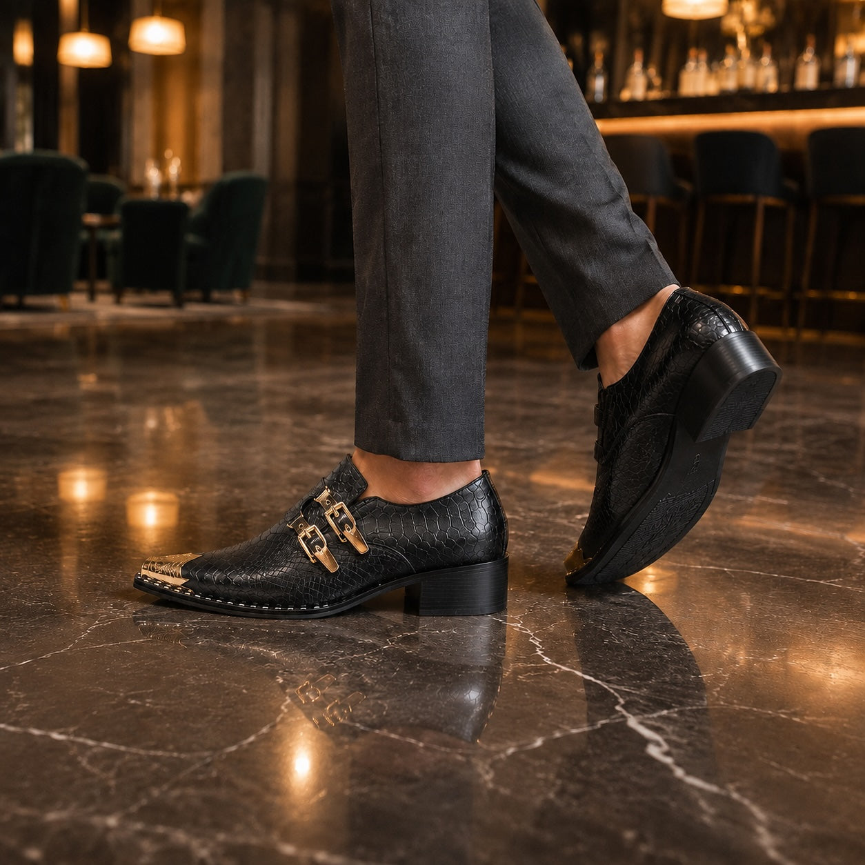 Damiano Croc Monk Strap Loafers