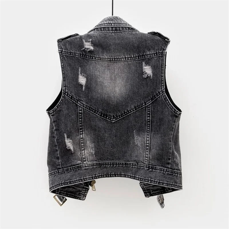 Raven Denim Biker Vest - Jack Hafford