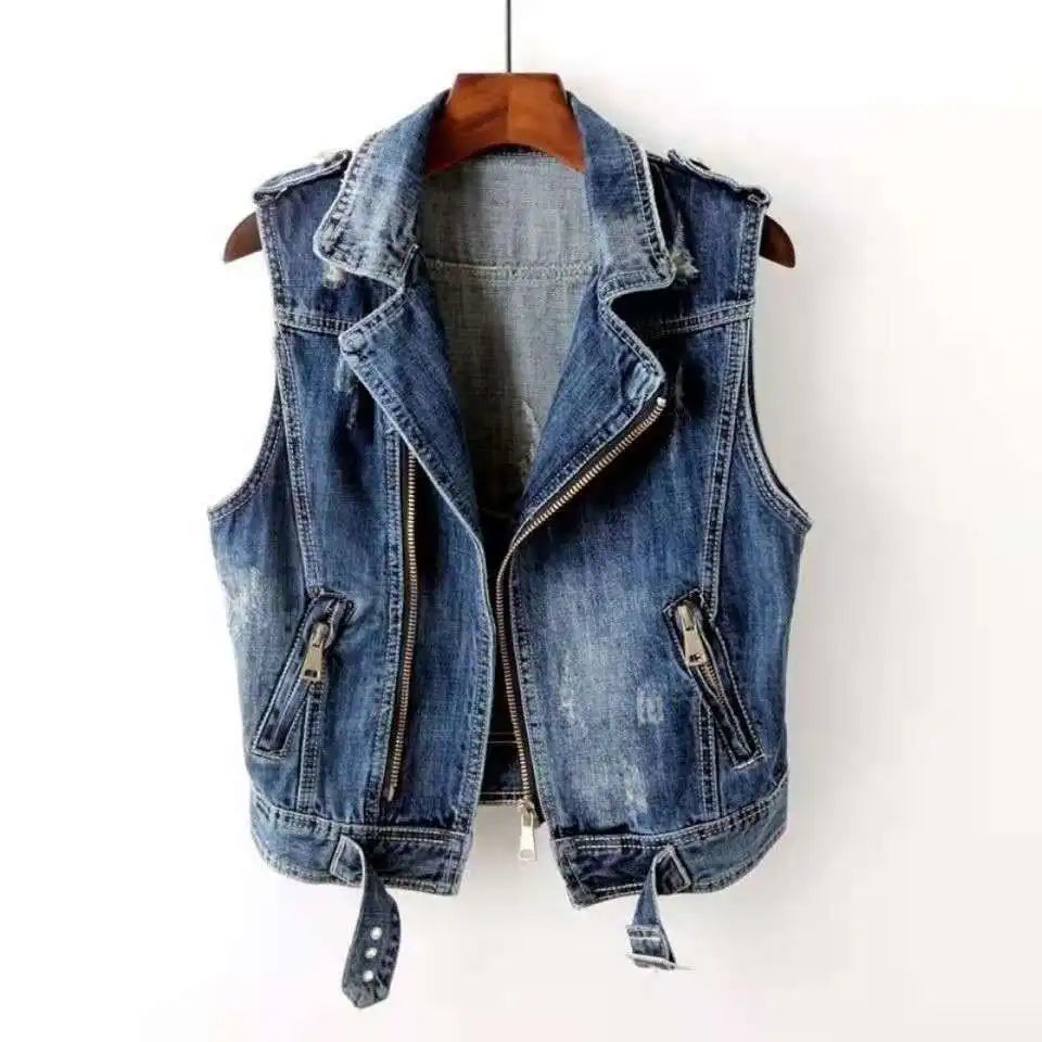 Raven Denim Biker Vest - Jack Hafford