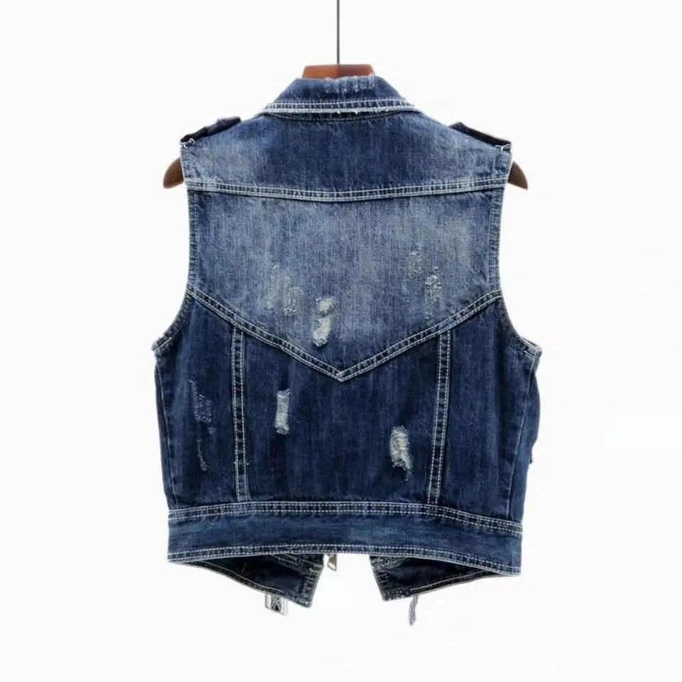 Raven Denim Biker Vest - Jack Hafford