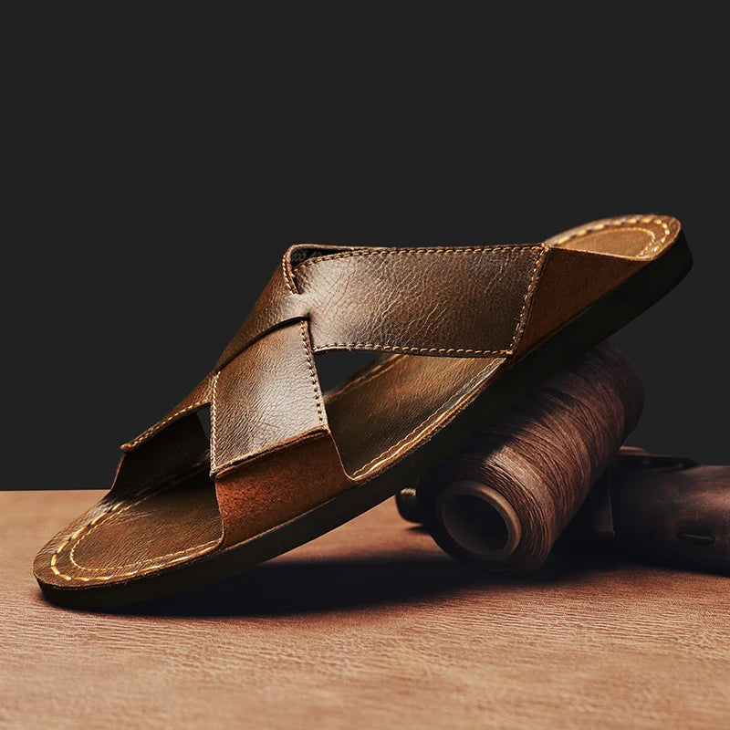 Naxos Leather Slide Sandal - Jack Hafford