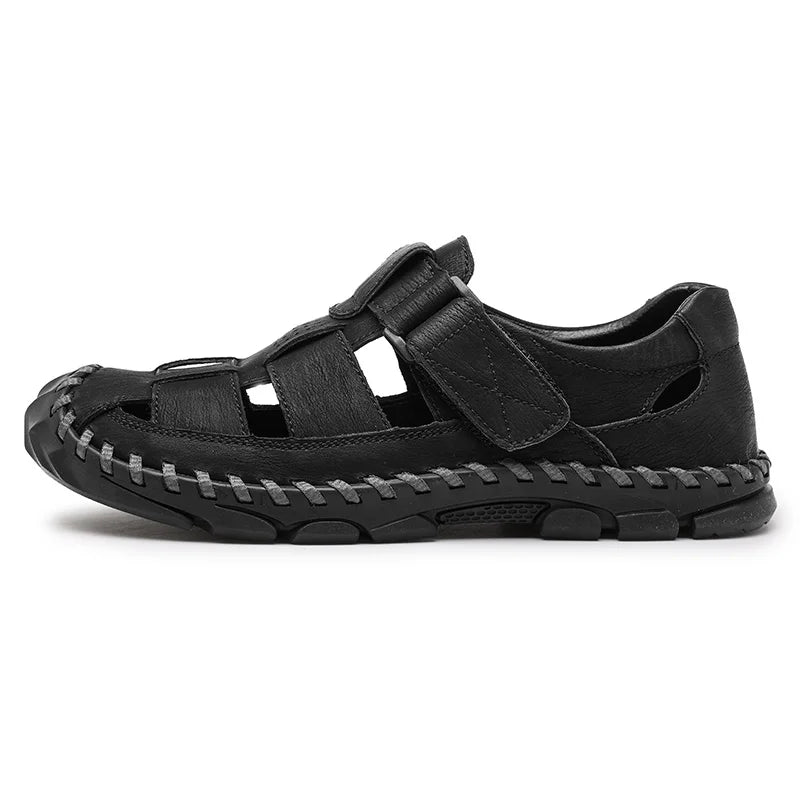Summer Hot Selling Men's Beach Camping Shoes Handmade Soles Perforated Breathable Men's Leather Sandals Lightweight Oxford Shoes - Jack Hafford
