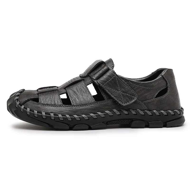 Summer Hot Selling Men's Beach Camping Shoes Handmade Soles Perforated Breathable Men's Leather Sandals Lightweight Oxford Shoes - Jack Hafford