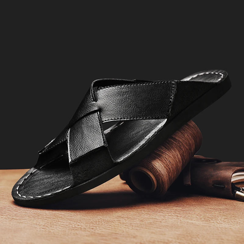 Naxos Leather Slide Sandal - Jack Hafford
