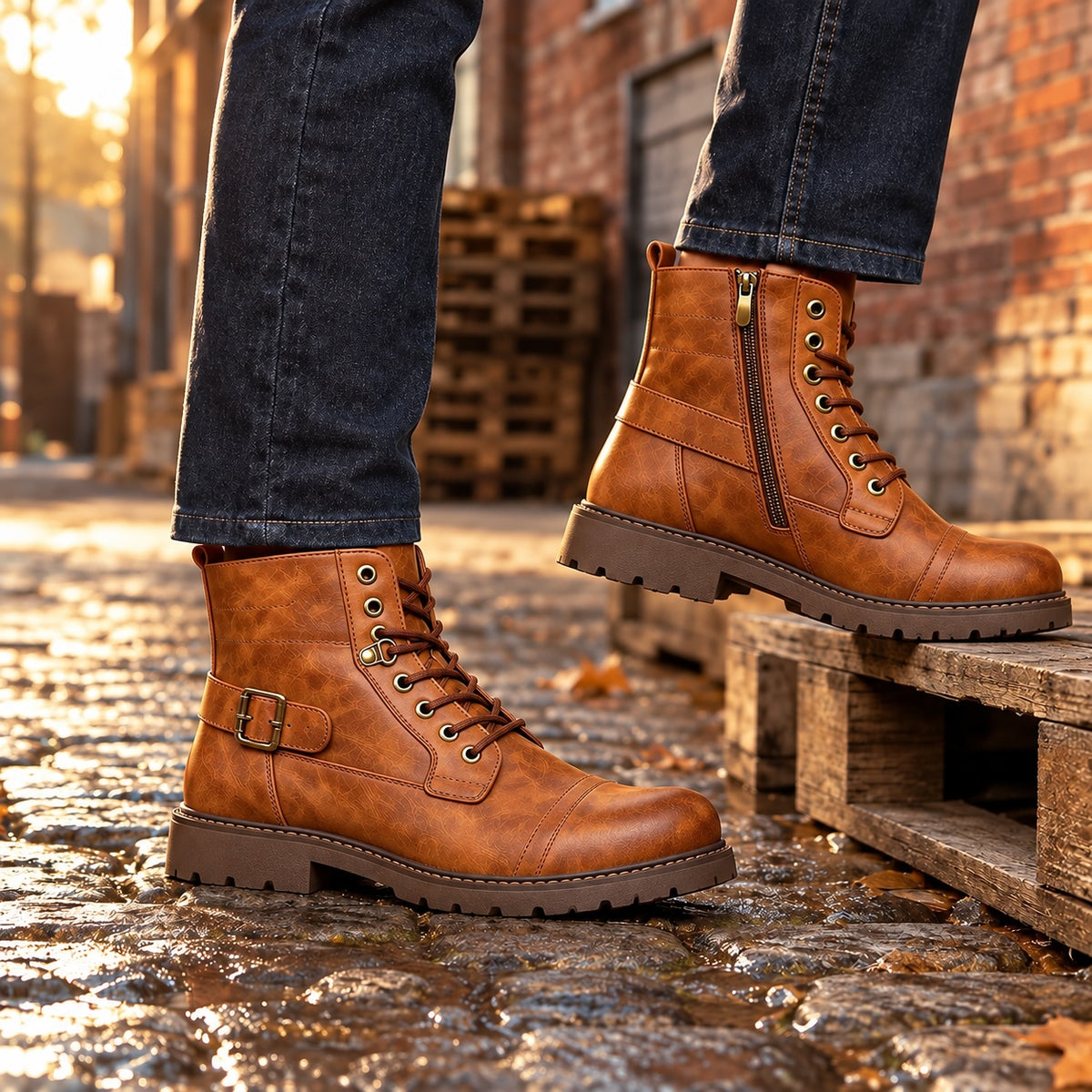 Acan Leather Combat Boots