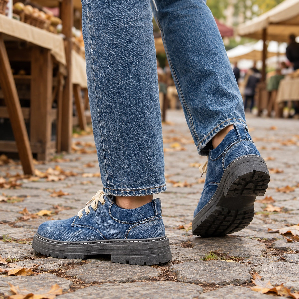 Harlow Denim Derby Shoes — Blue (footwear environment 3)