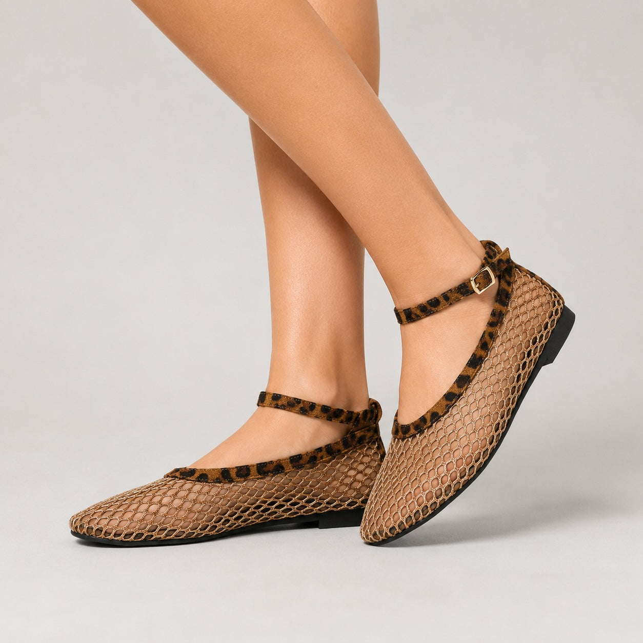 Marabee Mesh Ankle Strap Flats