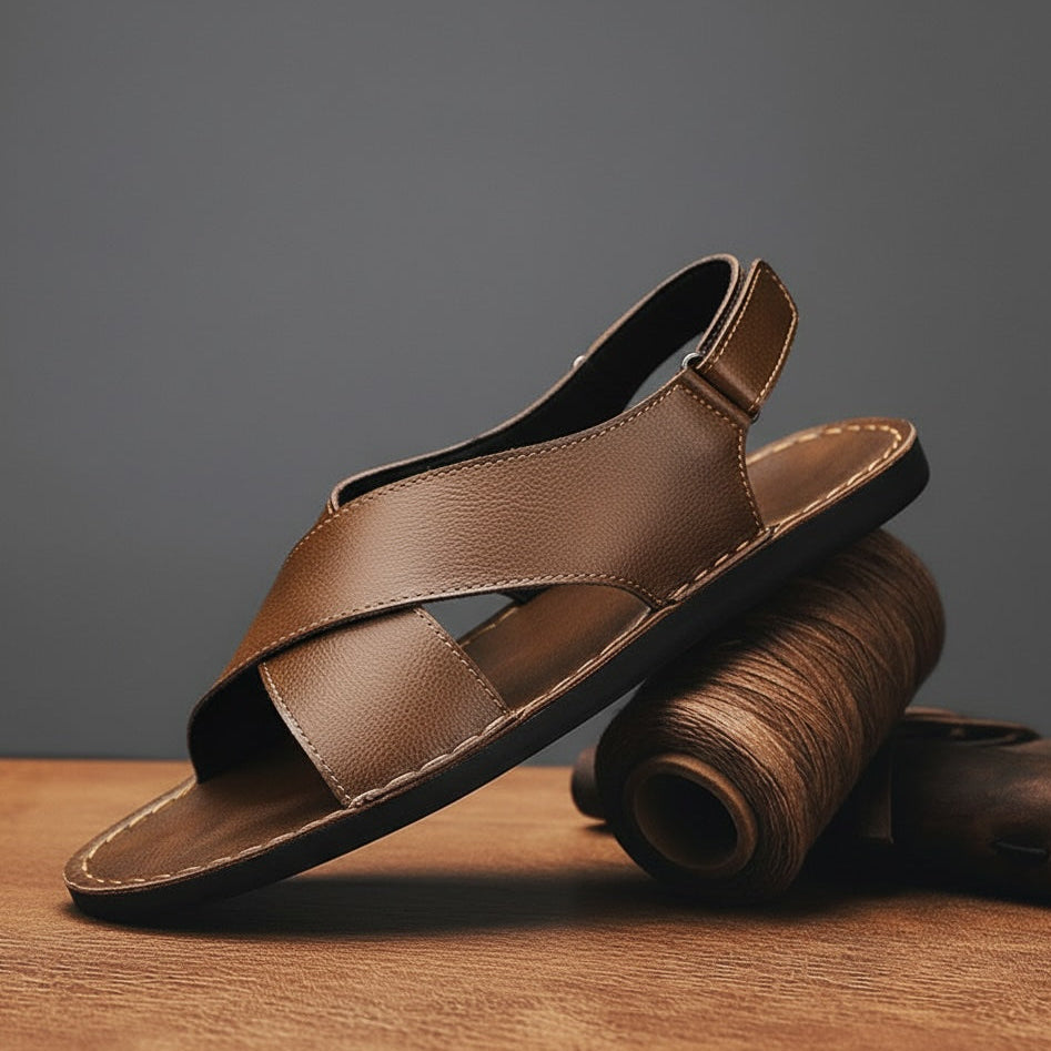 Skiathos Leather Slip On Sandal
