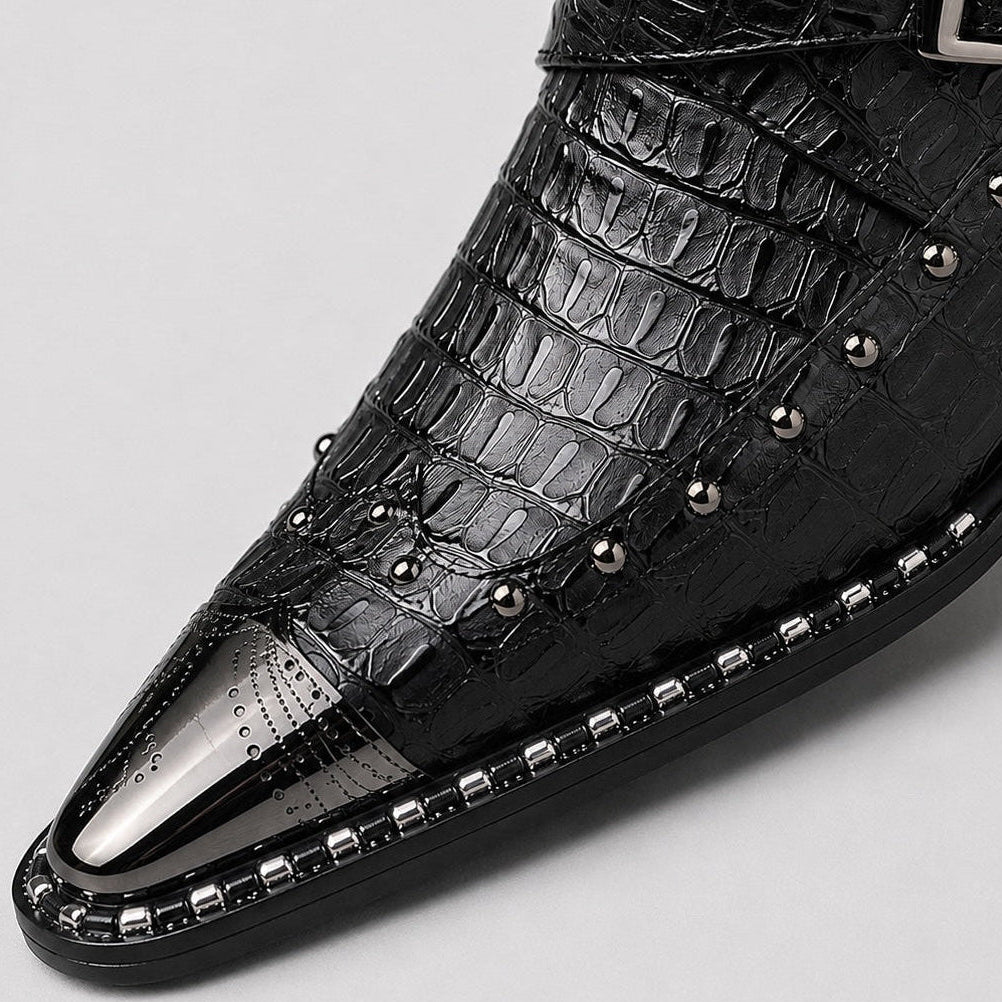 Gustano Leather Monk Strap Ankle Boots