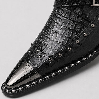 Gustano Leather Monk Strap Ankle Boots