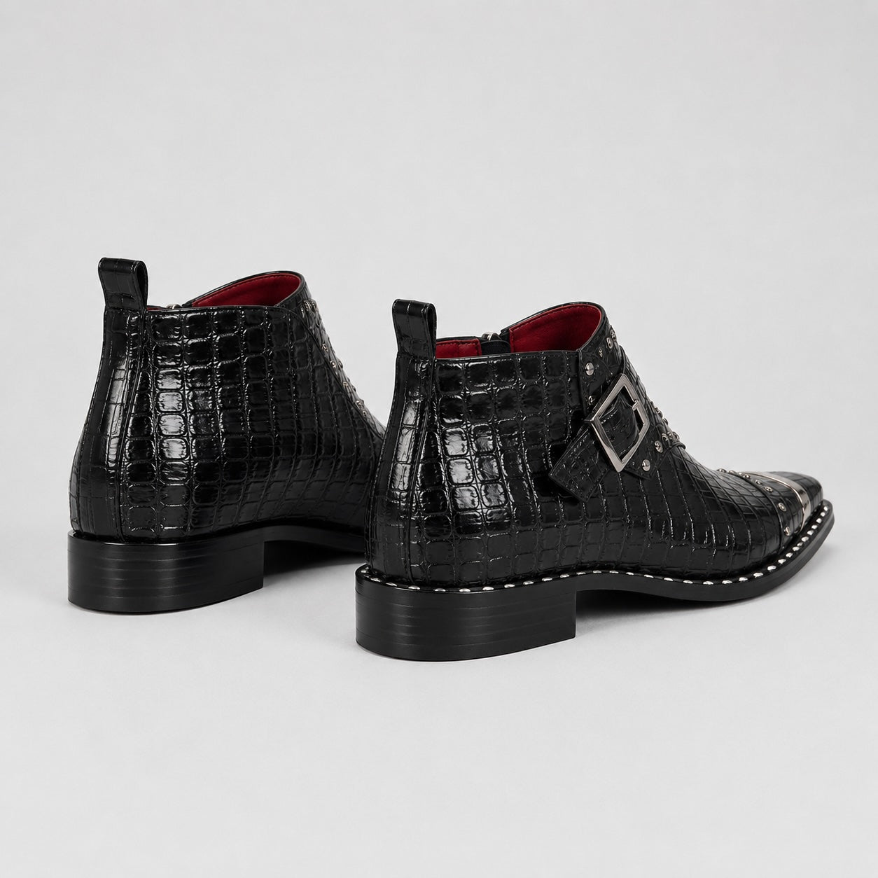 Gustano Leather Monk Strap Ankle Boots