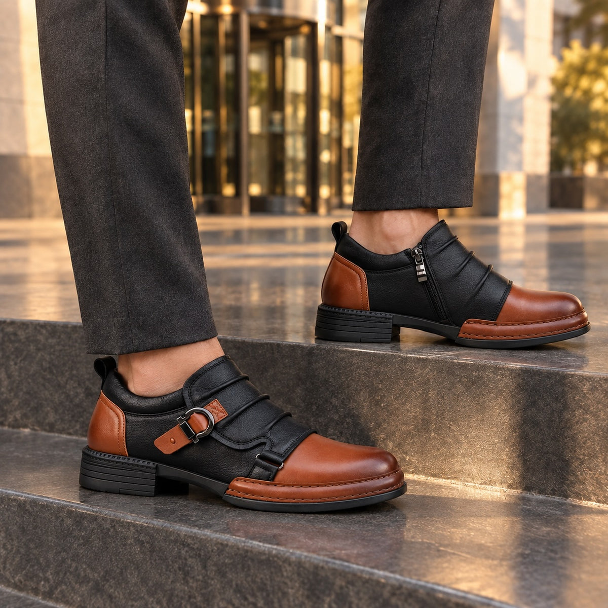 Dorth Leather Monk Strap Shoes