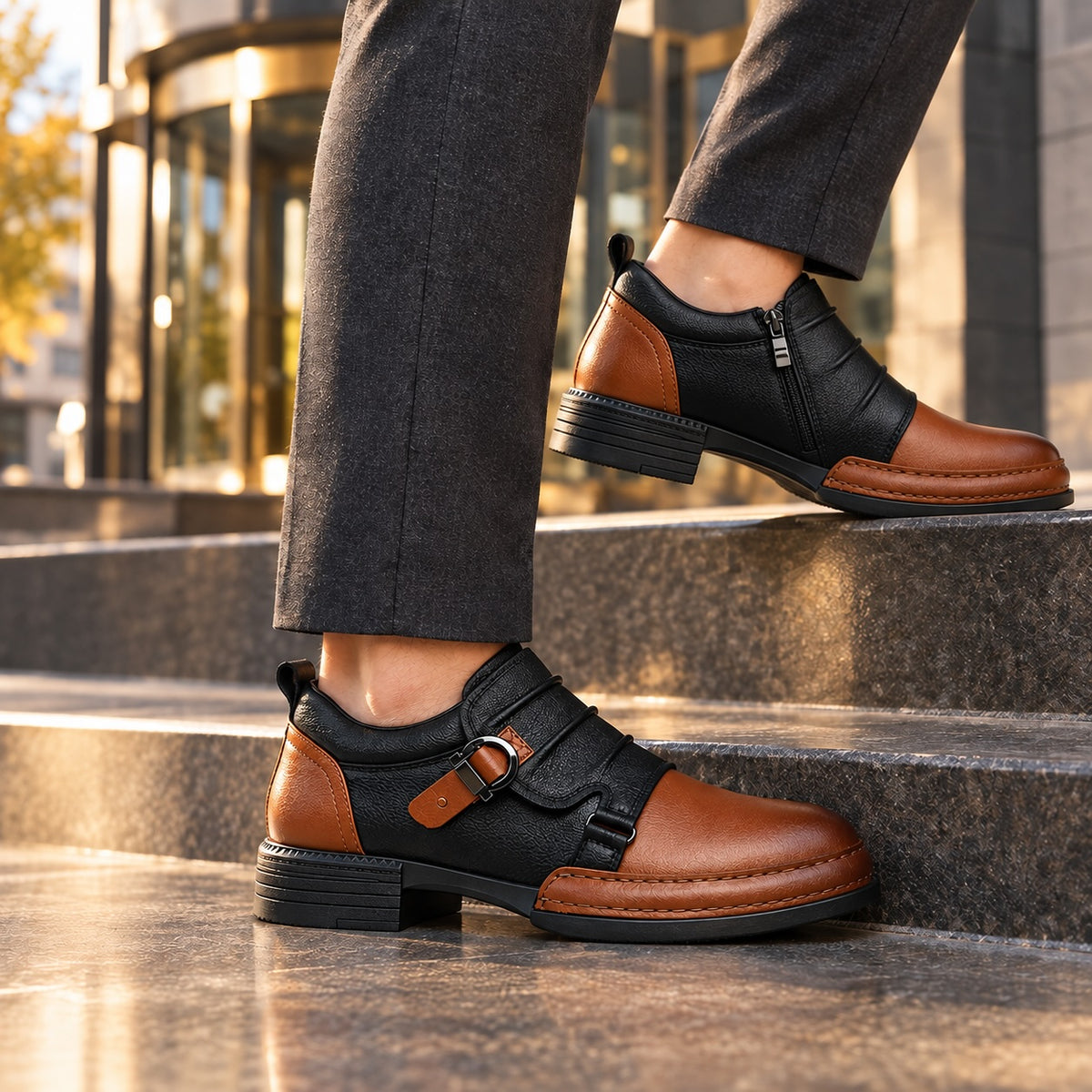 Dorth Leather Monk Strap Shoes