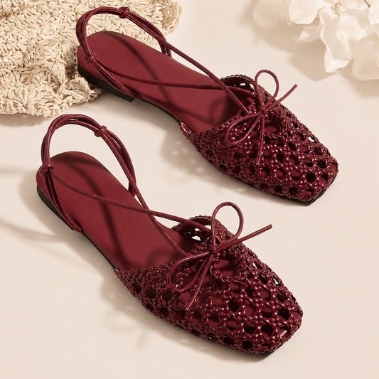 Cherry Knot Woven Slingback Flats