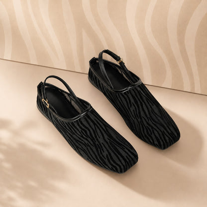 Serenne Zebra Mesh Slingback Flats