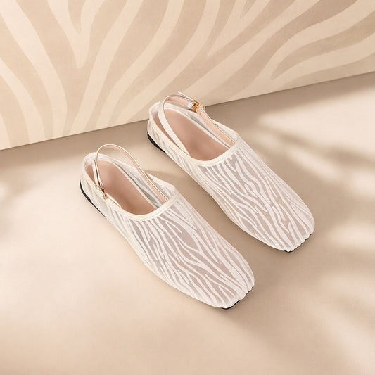 Serenne Zebra Mesh Slingback Flats