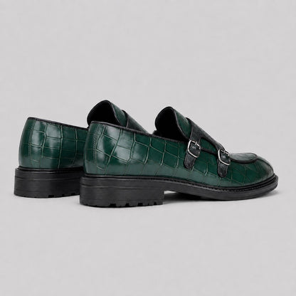 Dunver Croc Double Monk Loafers