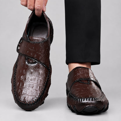 Chiron Leather Croc Embossed Loafers