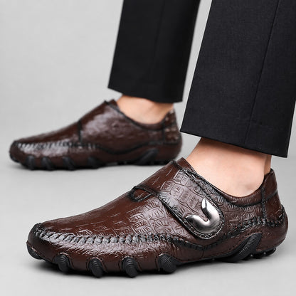 Chiron Leather Croc Embossed Loafers