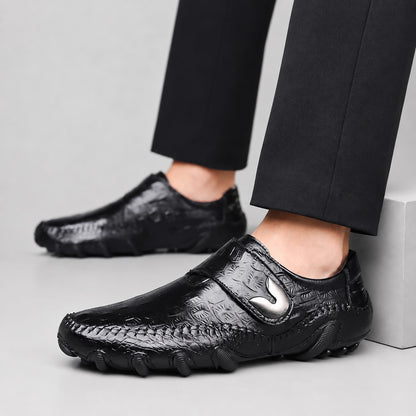 Chiron Leather Croc Embossed Loafers