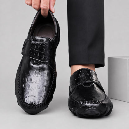 Chiron Leather Croc Embossed Loafers