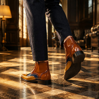 Halloran Leather Brogue Ankle Boots