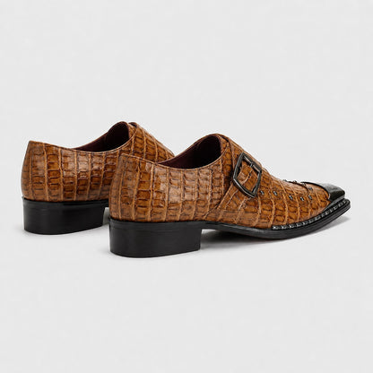 Barono Croc Monk Strap Shoes