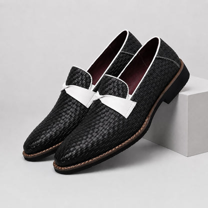 Kingstone Leather Woven Penny Loafers