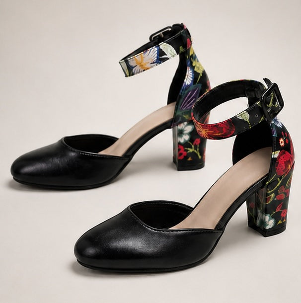 Zinnia Floral Block Heel Pumps