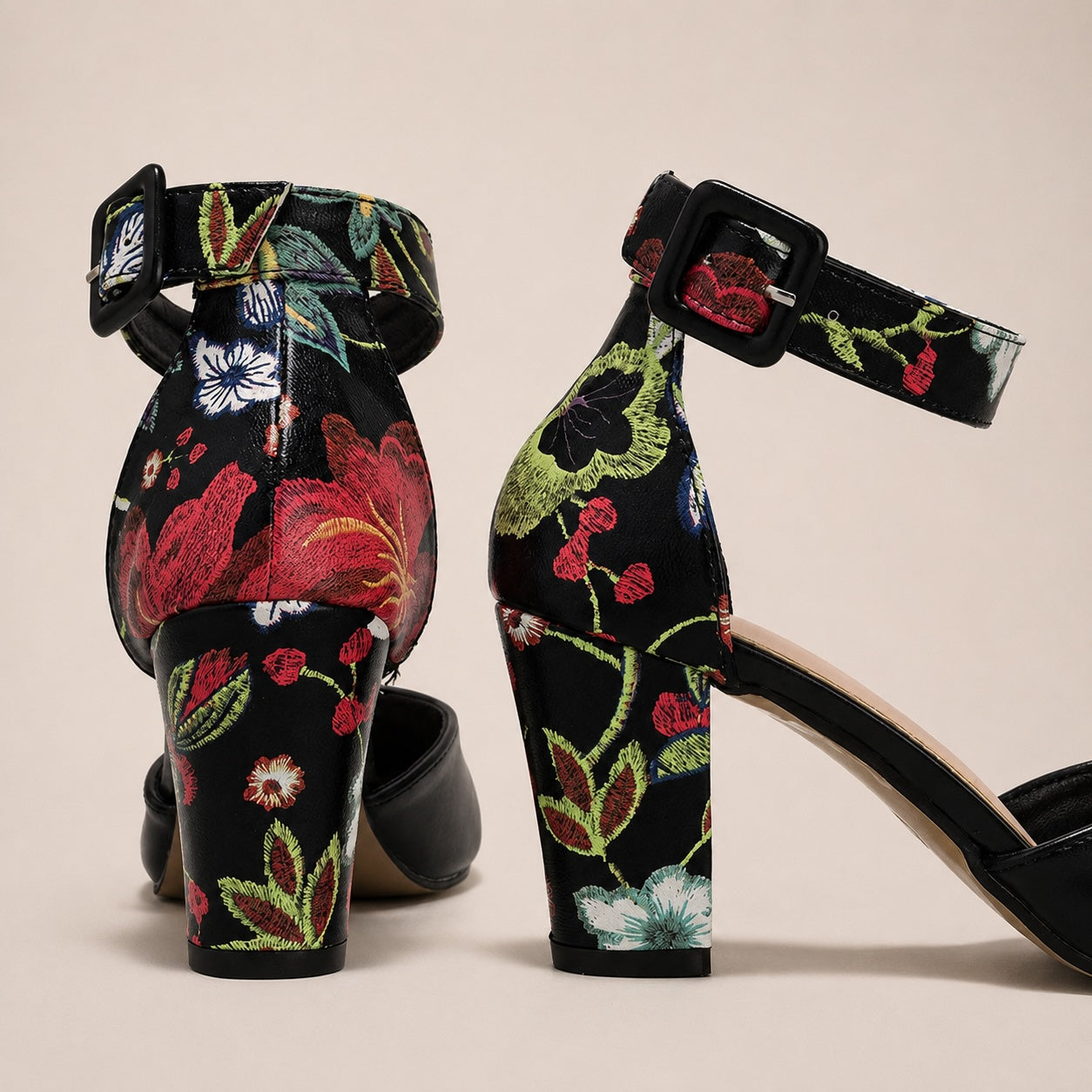 Zinnia Floral Block Heel Pumps