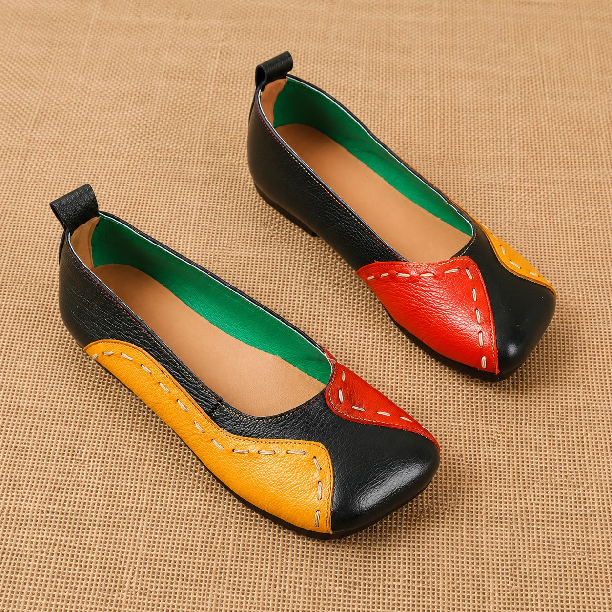 Marion Leather Colorblock Ballet Flats