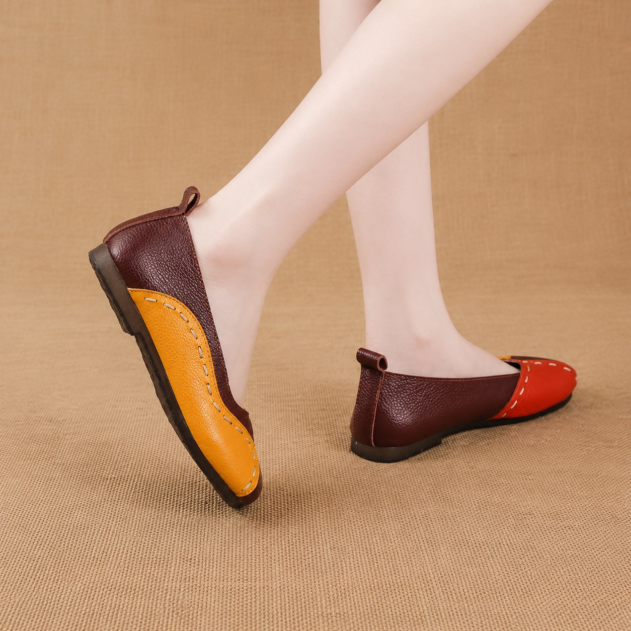 Marion Leather Colorblock Ballet Flats