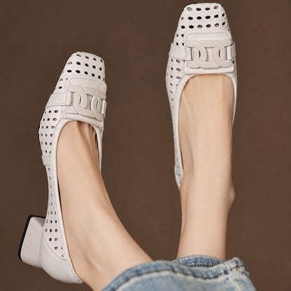 Tavori Woven Leather Block Heel Pumps