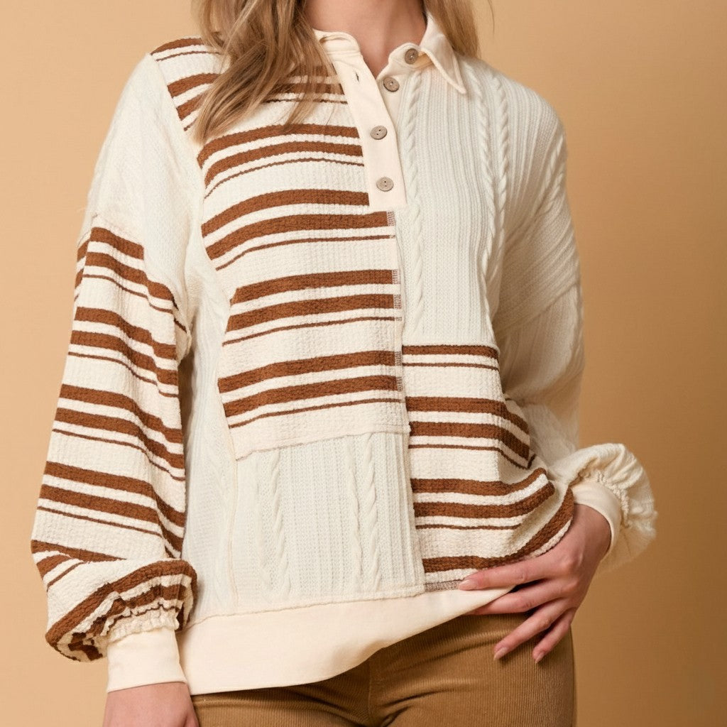 Kara Patchwork Knit Sweater