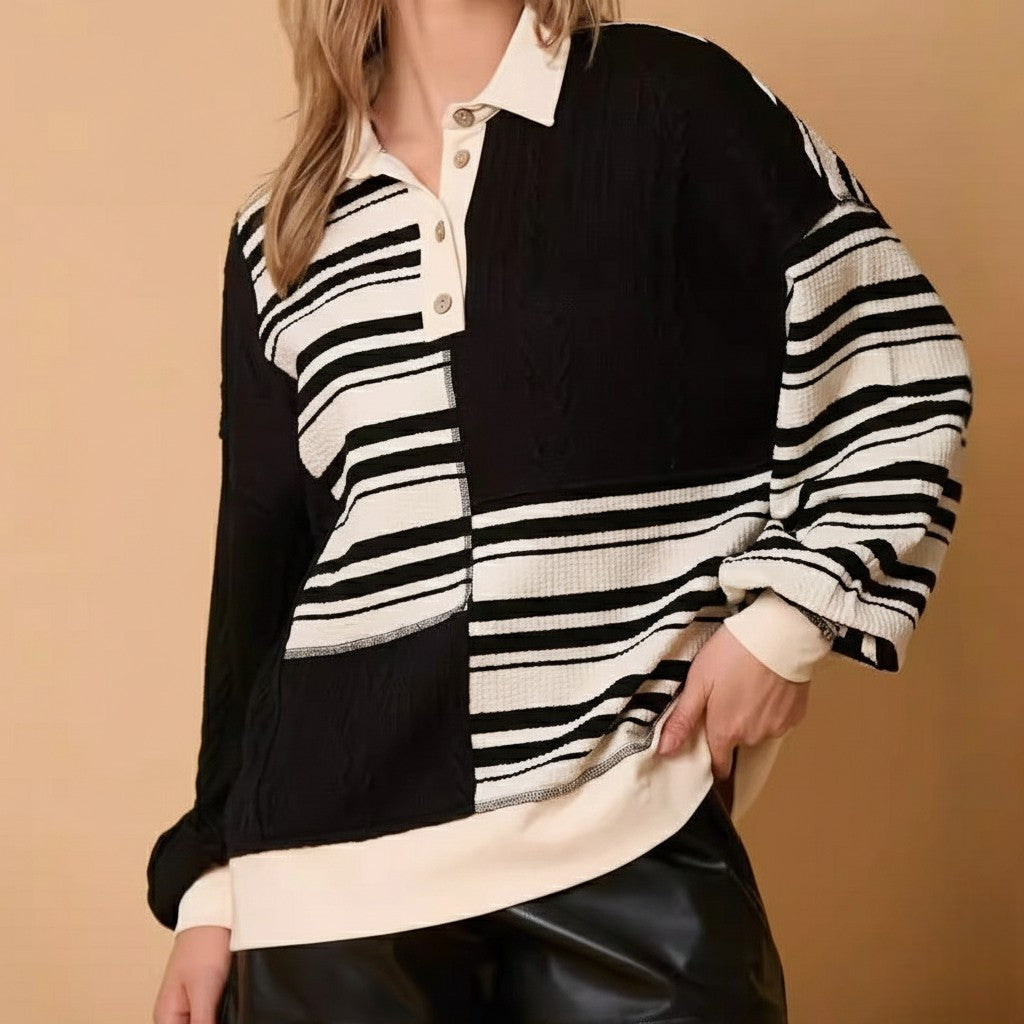 Kara Patchwork Knit Sweater
