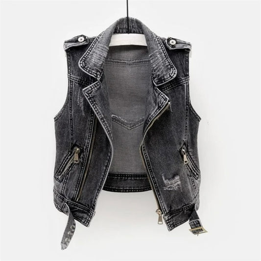 Raven Denim Biker Vest - Jack Hafford