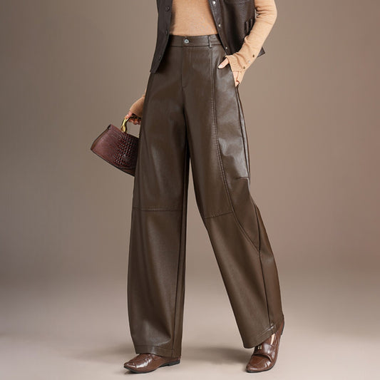 Della Leather Wide Leg Pants - Jack Hafford