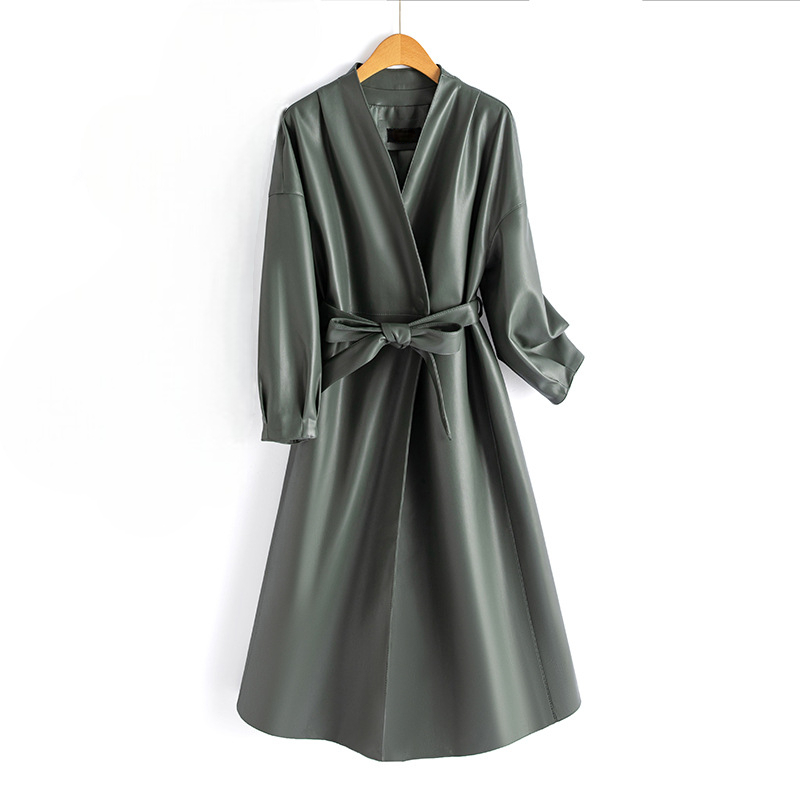 Geneviève Leather Wrap Coat