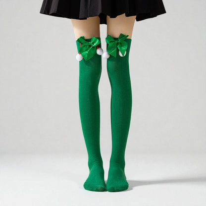 Pom-Pom Christmas Over-The-Knee Socks