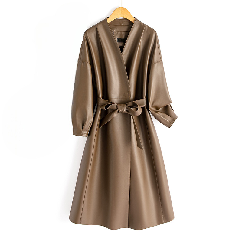 Geneviève Leather Wrap Coat