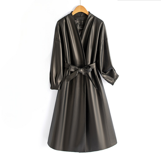 Geneviève Leather Wrap Coat