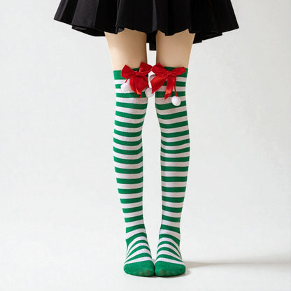 Pom-Pom Christmas Over-The-Knee Socks