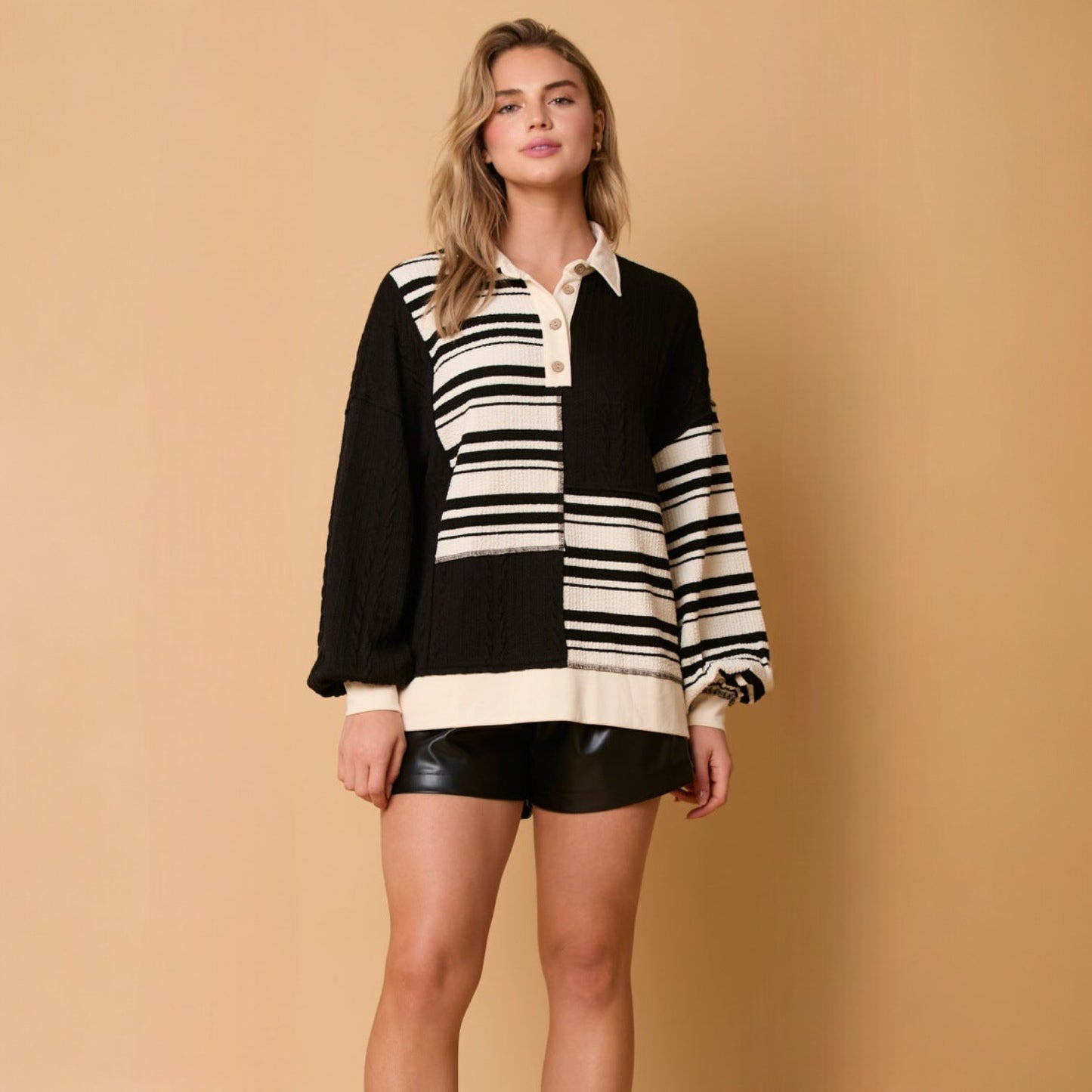 Kara Patchwork Knit Sweater