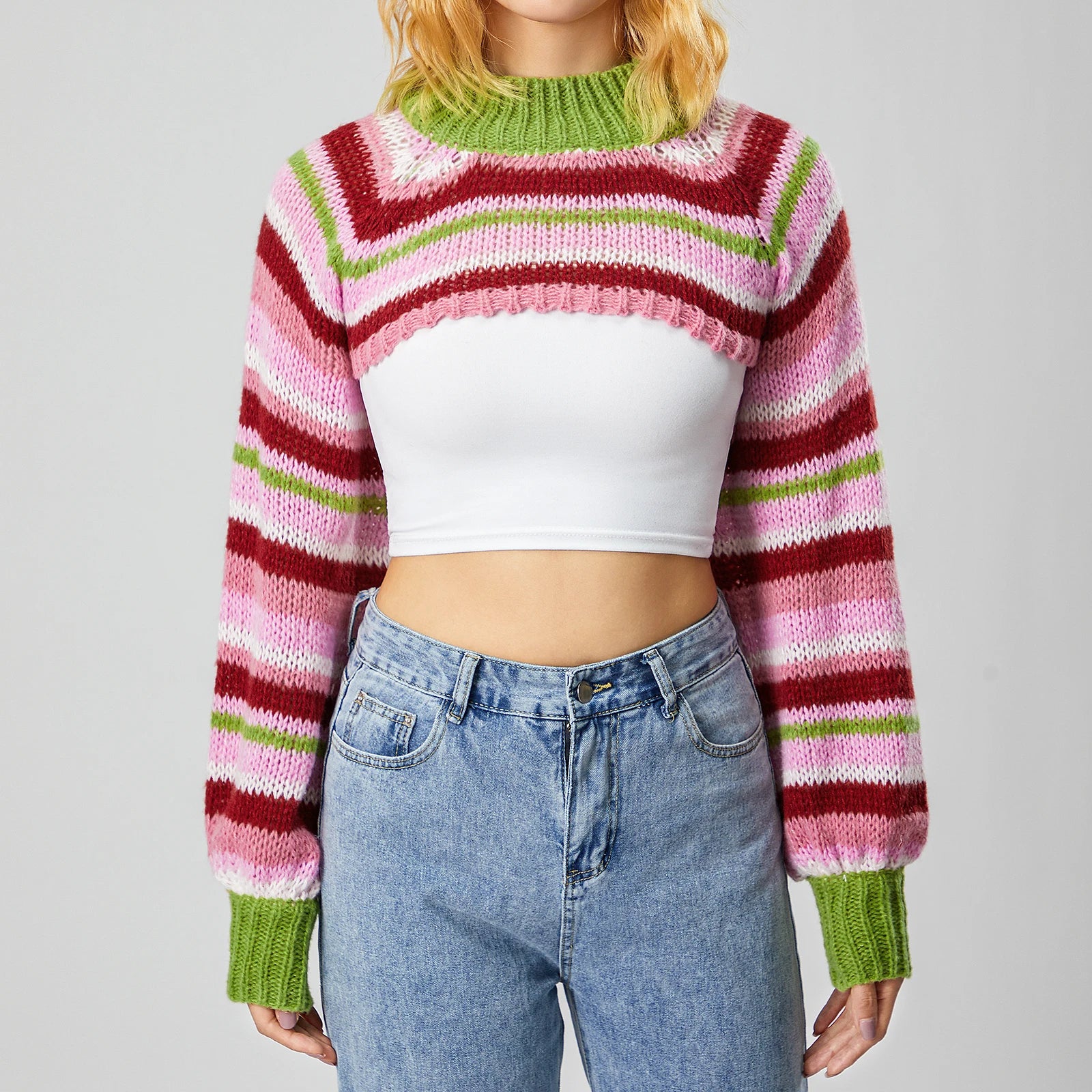 Lilly Striped Cropped Sweater - Jack Hafford