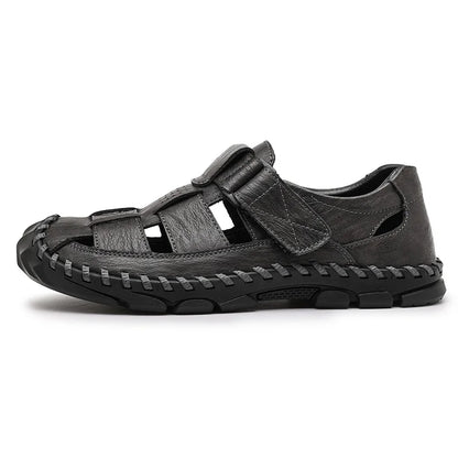 Summer Hot Selling Men's Beach Camping Shoes Handmade Soles Perforated Breathable Men's Leather Sandals Lightweight Oxford Shoes - Jack Hafford