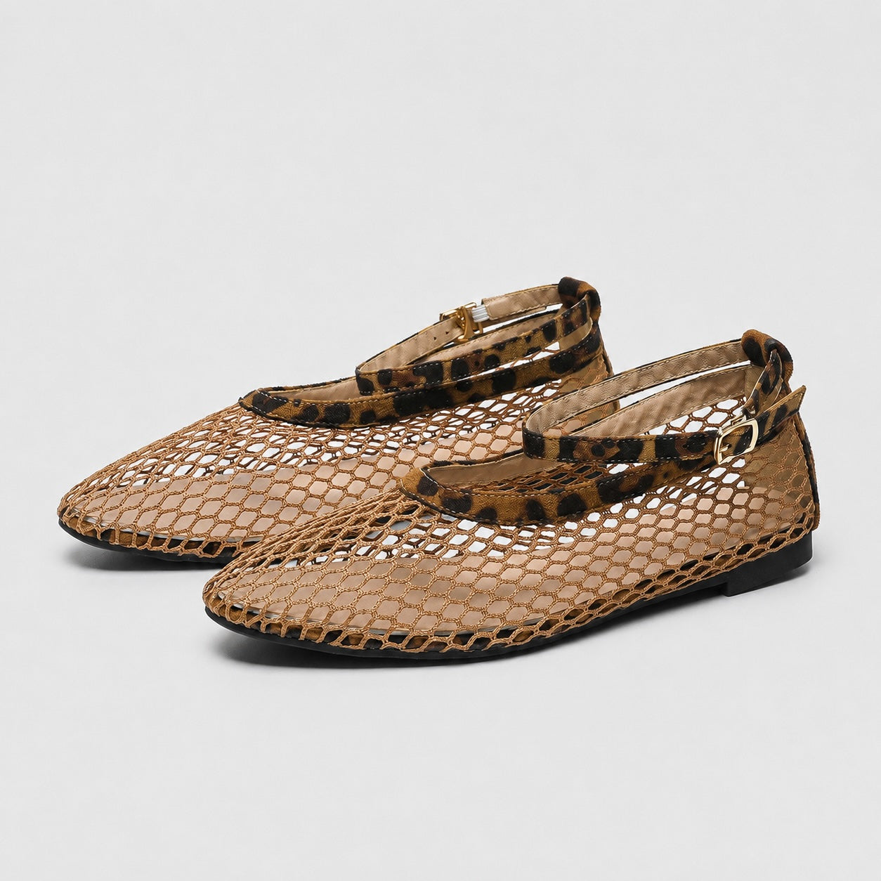 Marabee Mesh Ankle Strap Flats
