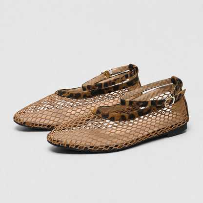 Marabee Mesh Ankle Strap Flats
