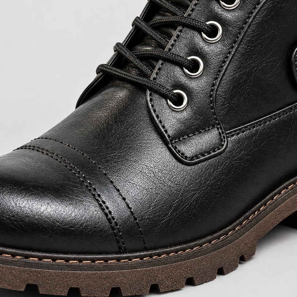 Dalworth Leather Combat Boots — 688 Black Models (mens shoe zoom)