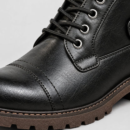 Dalworth Leather Combat Boots — 688 Black Models (mens shoe zoom)