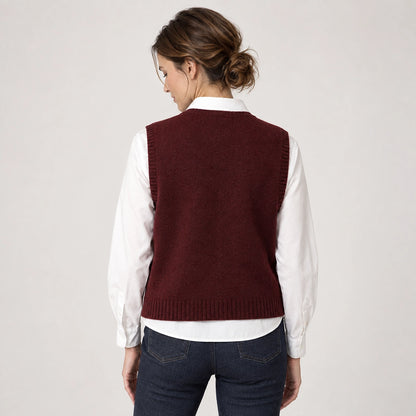 Harlo Wool Sweater Vest — Anchor Red (apparel back)